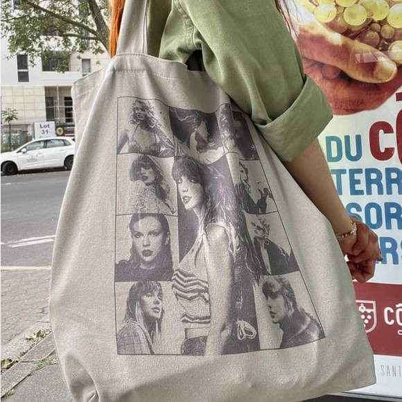 International Merch The Eras Tour Tote Bag Taylor Swift Dates Cities Gray Grey - Picture 2 of 8
